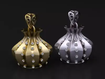 Luxury Diamond-Studded Gold Pendant 3D print model