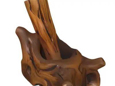 Rustic Wood Pen Desk Organizer Low-poly 3D model