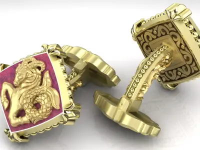 Zodiac signs Cufflinks  Capricorn 3D print model