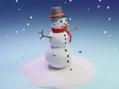 Snow Man Low-poly 3D model