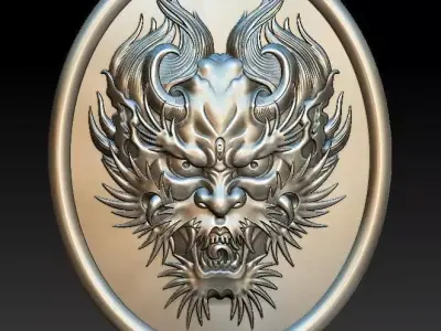Drago head bas-relief 3D print model