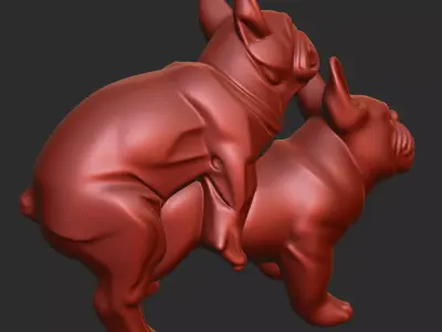 French Bulldog Couple Sculpture 3D print model