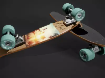 Skateboard with wheels Free low-poly 3D model