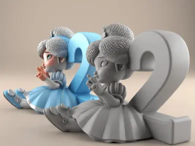 Princess 2nd Birthday STL 3D print model