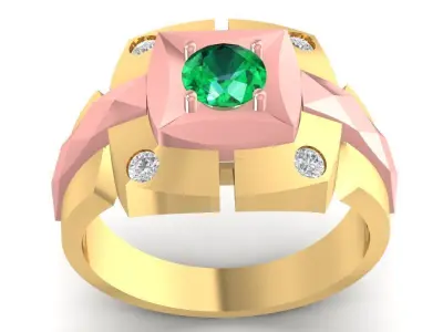Two Tone Geometric Gemstone Ring for Men 2920  3D print model