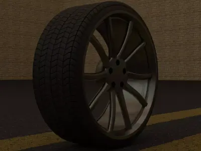 Car Wheel and Tire 3D model