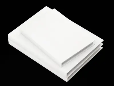 Three Empty White Books Mockup Low-poly 3D model