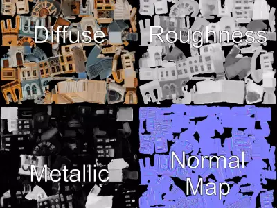 Vintage City Facade model pack Low-poly 3D model