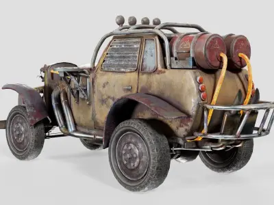 post apocalyptic car the Aspid da1 Low-poly 3D model
