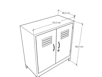 METAL CABINET-DOUBLE SHORT-PINK AND CREAM Low-poly 3D model