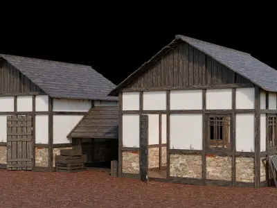 Medieval Village Asset 15 - 4K Textures Game Ready Low-poly 3D model