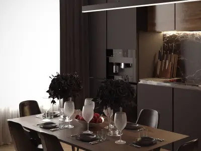 kitchen on black style Free 3D model