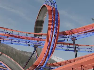 Acrobatic Auto Circuit Low-poly 3D model