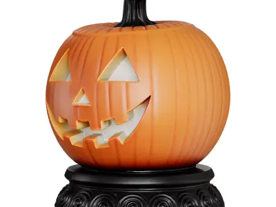 Spooky Pumpkin Light Statue 01 3d print and game ready Low-poly 3D model