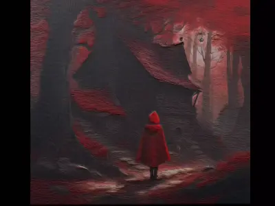 Red Riding Hood Four Painting  Low-poly 3D model