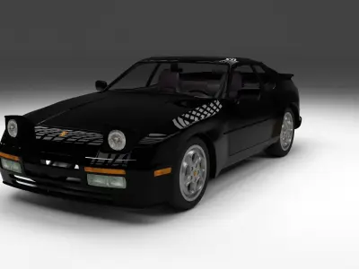 Porsche 944 turbo with interior 3D model