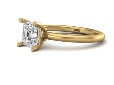 Square Emerald Cut Womens Rings With Stone Ring Ready STL 3DM  3D print model