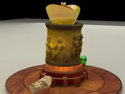 Chinese display stand with  pencil holder and yuanbao  3D model