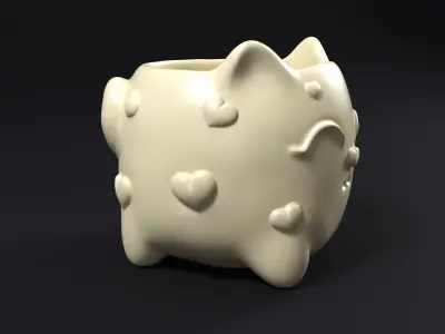 Cat plant pot 3D print model