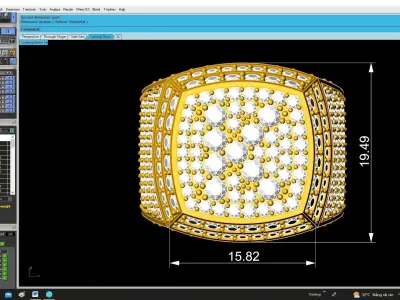 Luxury Pave Square Diamond Ring for Men  4936 3D print model