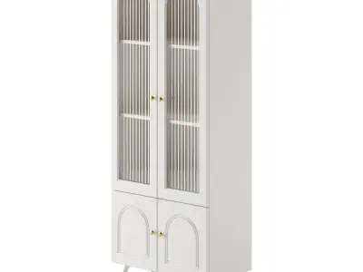 Cabinet Included White Closed Back Wooden Standard Bookcase 2 3D model