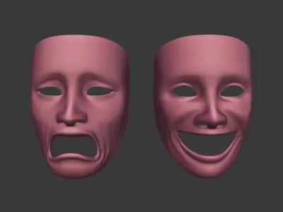 Theater Mask Low-poly 3D model