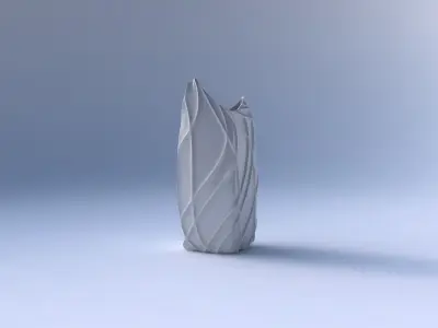 Vase double arc rectangle with wavy sparse extruded lines 3D print model