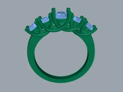 5 Stone Round  Engagement Ring 3D print model