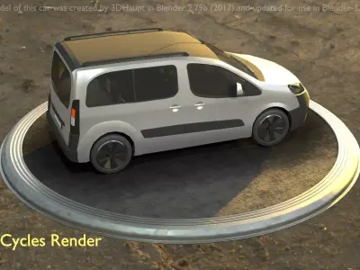 City Car 77 Utility Vehicles Van Type-D Silver Low-poly 3D model