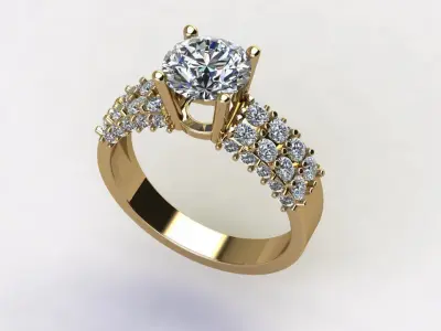 Ring23 gold engagement ring with diamonds 3D model