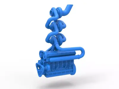 Triple Turbo straight-six engine Scale 1 to 25 3D print model