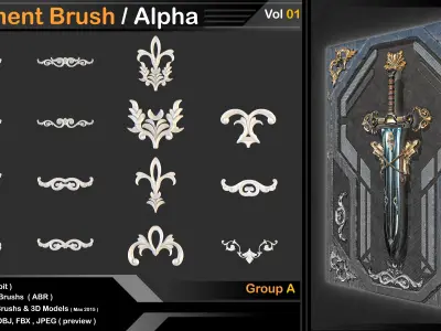 140 Ornament Brush    VOL 01 3D model