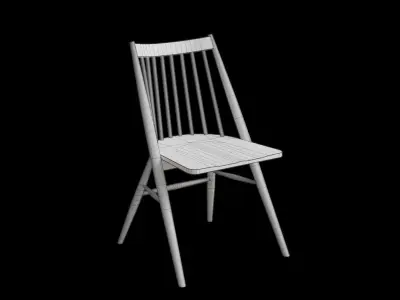Blue Paint Wooden Chair Low-poly 3D model