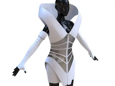 Beyonce White Dress Low-poly 3D model