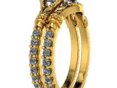 Custom Vintage Hand Engraved Solitaire Engagement Ring  3D print model