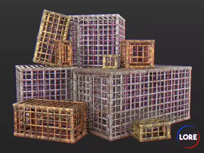 Medieval Containers Metal Cages  Low-poly 3D model