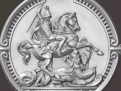 Saint George and the Dragon 3D print model