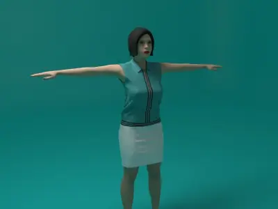 Tennis Player Woman Low-poly 3D model