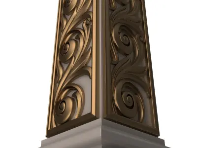 Stair Baluster 04 White Low-poly 3D model