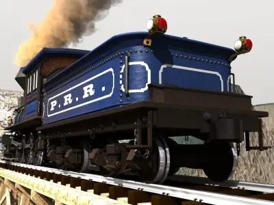 PRR 2-8-0 Steam Locomotive and Tender - Animated 3D model