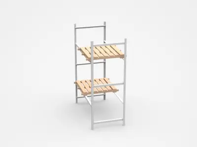 Industrial Shelf With Two Wooden Trays 3D model