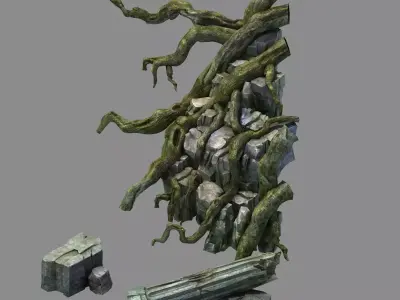 Stone Fallen Land - Tree Roots 01 3D model
