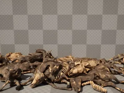 Dead Farm Animals Low-poly 3D model