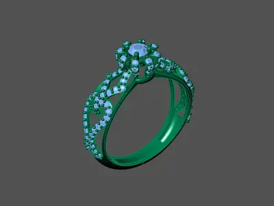 Womens Rings With Stone Ring Ready STL 3DM Models Rings women 3D print model