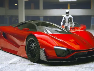 Car Studio Garage Low-poly 3D model