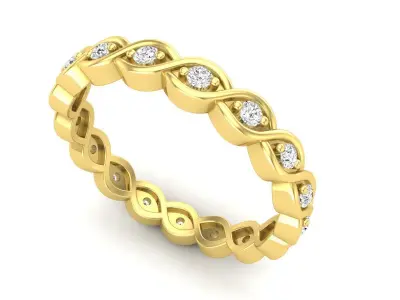 AV 593 Round Diamond Ladies Anniversary Stackable Band Ring 3D print model