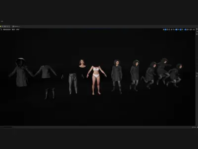 Woman - Winter Outfit 6 - Modular - Rigged Low-poly 3D model