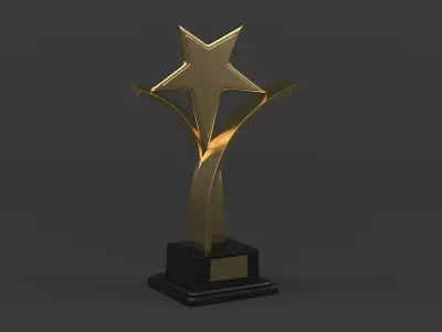 Gold Trophy Cups 3D model 6