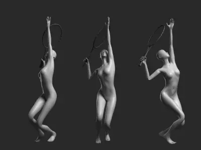 Animated Female Mesh - 12 sport poses v2 3D model