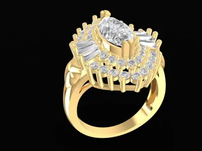 Luxury Marquise Oval Halo Diamond Cocktail Ring for Women  2402 3D print model
